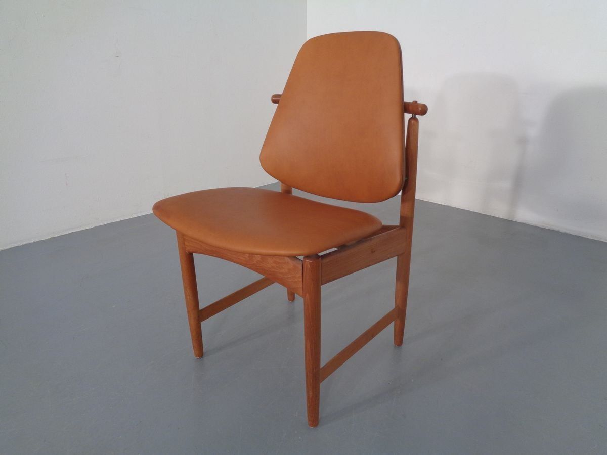798.0 Teak And Brass Side Chair By Arne Hovmand Olsen For Mogens Kold, 1950s photo