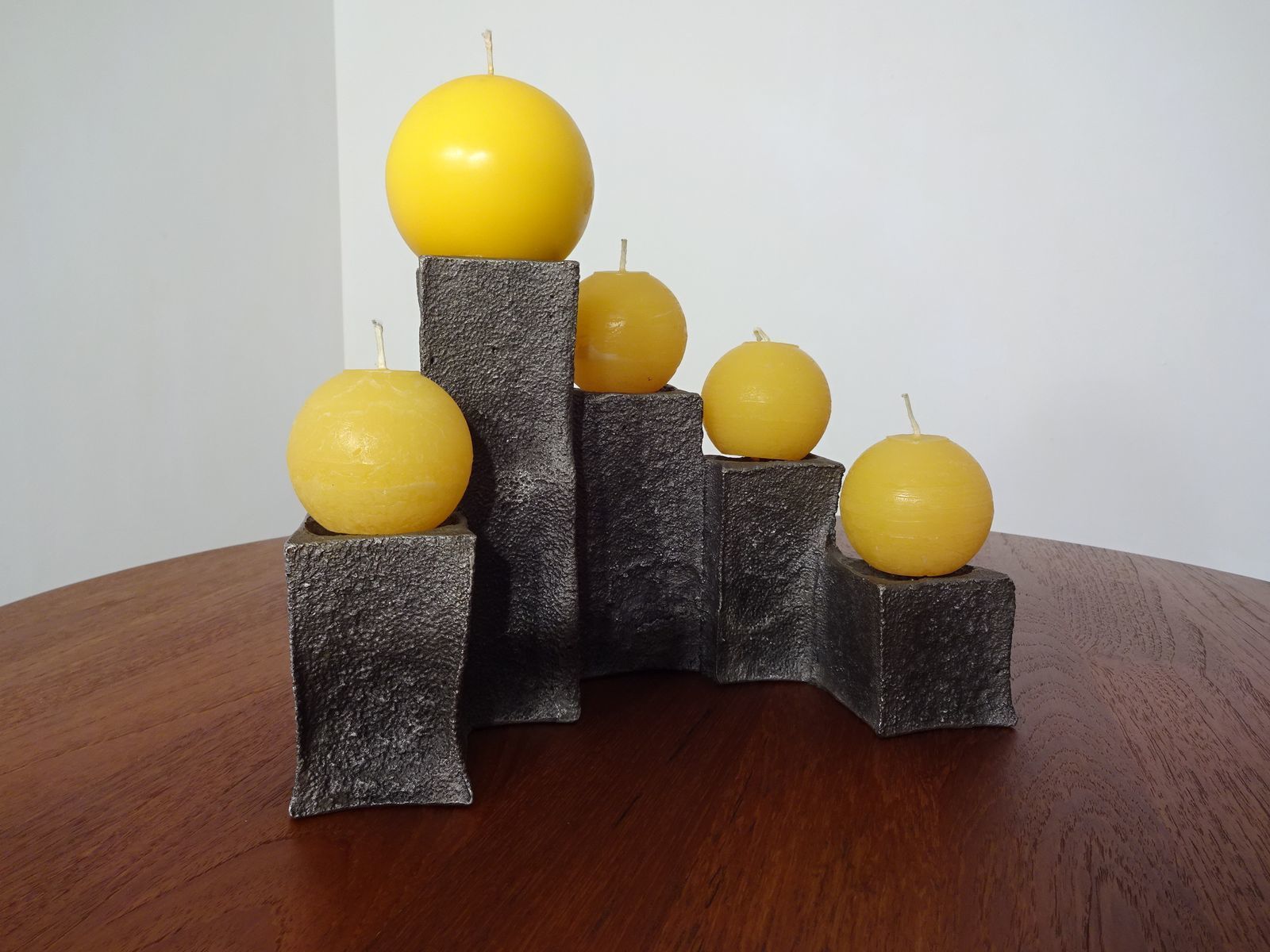 Brutalist Sculptural Iron Candleholder, Ashtray & Lighter, 1960s photo vinterior