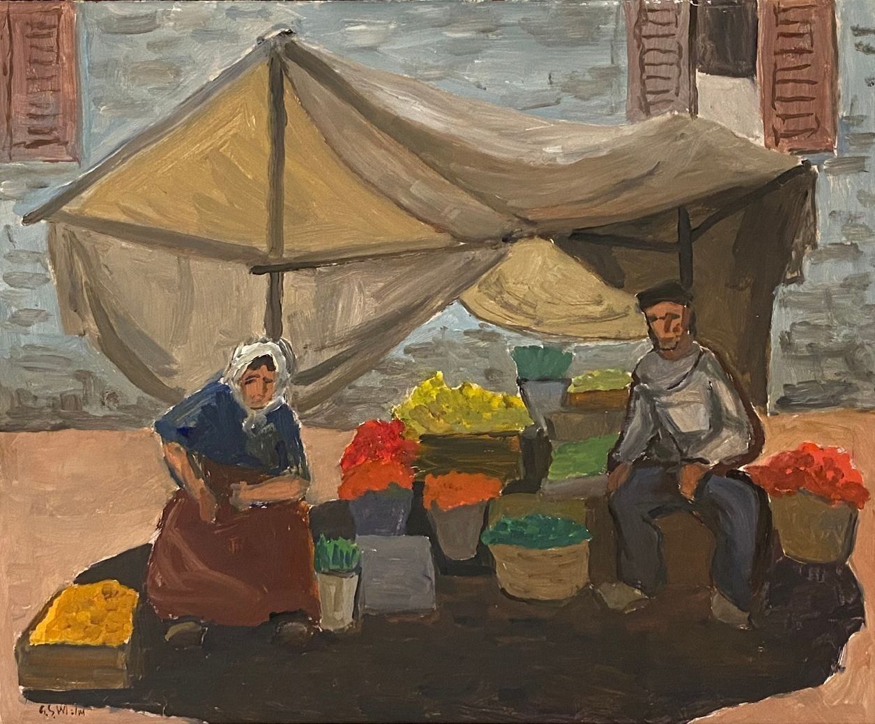 20th Century Swedish School 'Market Stall In The Shade' photo furniture
