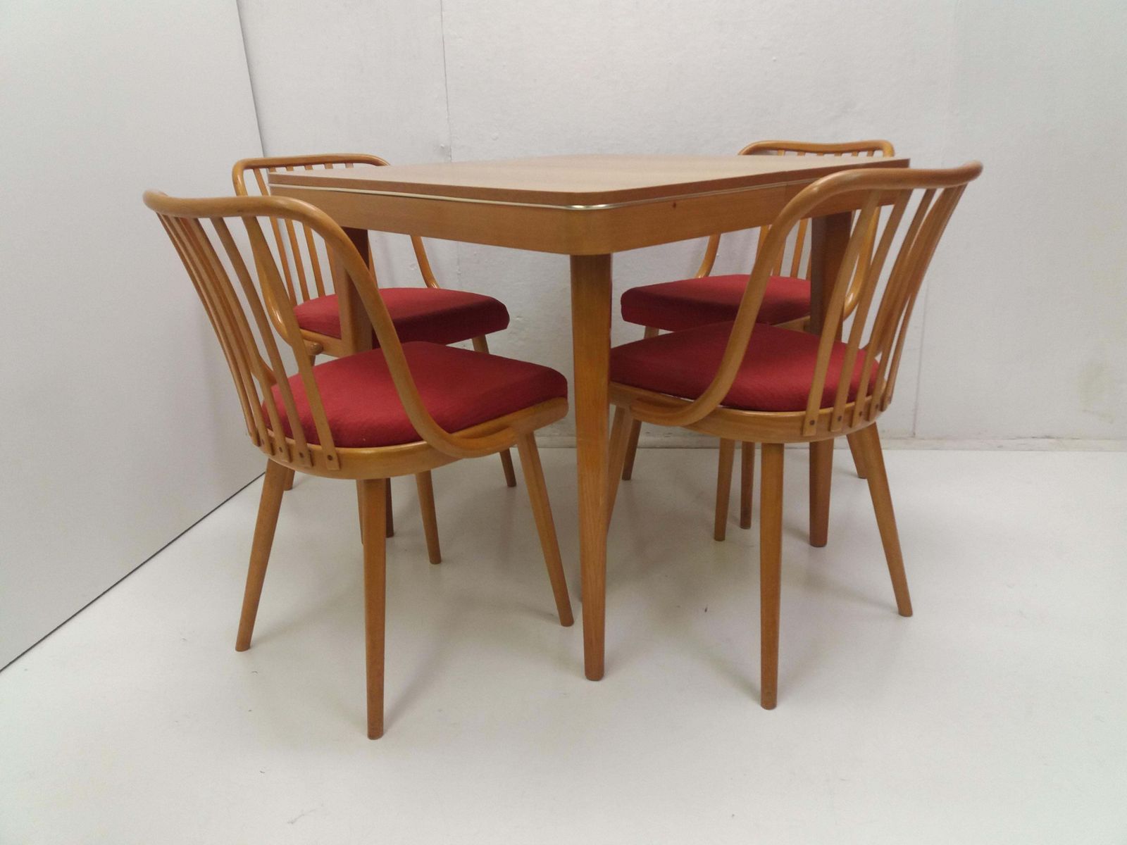 1960 Set Of 4 Retro Suman Chairs And Table, Czechoslovakia photo for sale