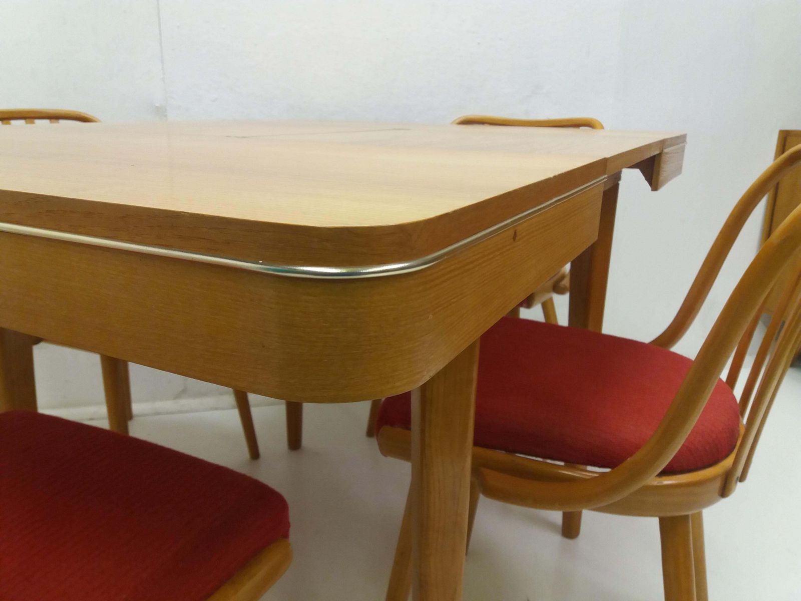1960 Set Of 4 Retro Suman Chairs And Table, Czechoslovakia photo vinterior