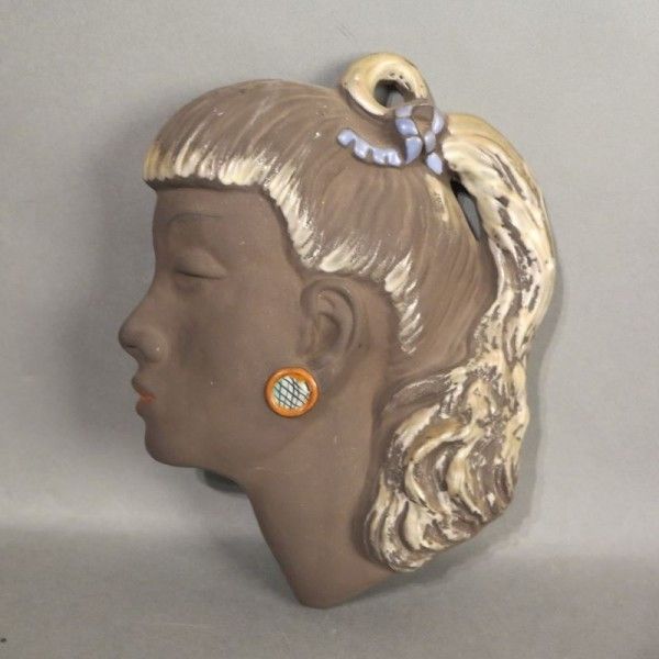 Vintage Wall Mask From The Karlsruher Majolika. 1950   1959