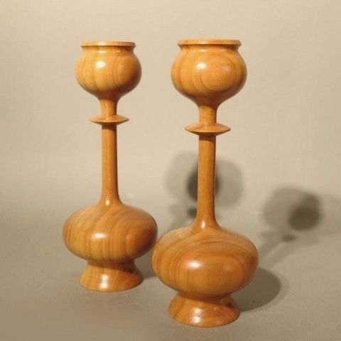 Scandinavian Wooden Candle Holders. 1950   1960 photo for sale