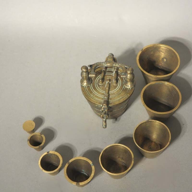 Antique 19th Century Set Of Brass Nesting Weights photo buy