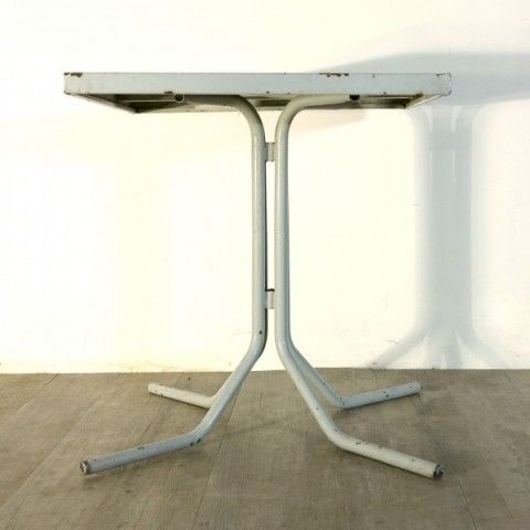 Tolix Industrial Metal Garden Table With Advertising Fischer Bräu 1950 photo furniture