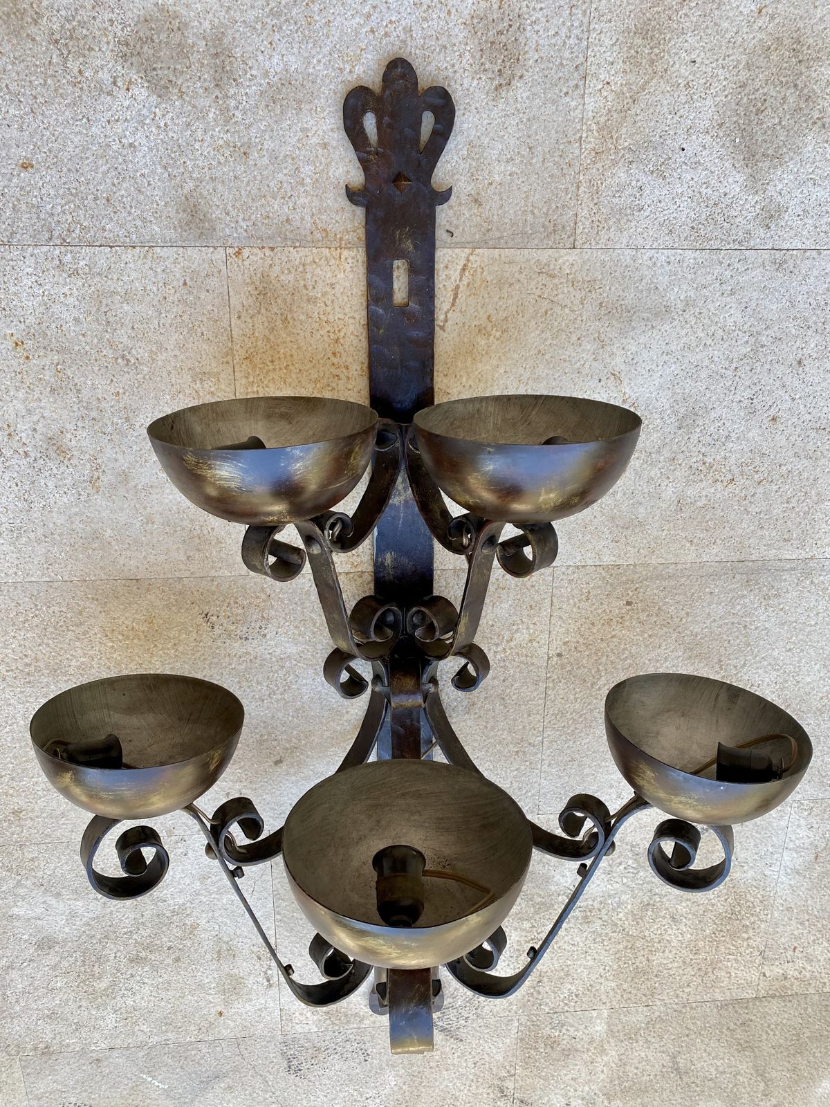 Mid 20th Century Spanish Iron Sconces, Set Of Two photo Lighting