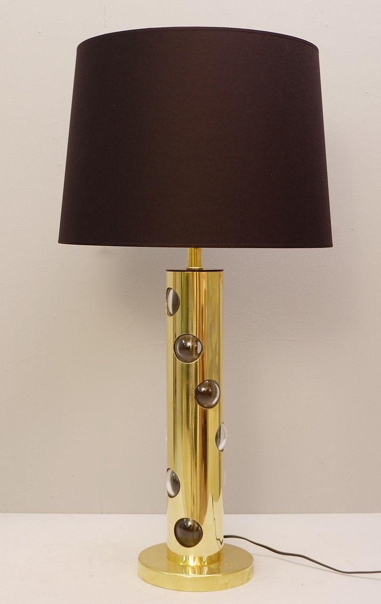 Pair Of Contemporary Italian Lamps In Brass And Glass photo furniture