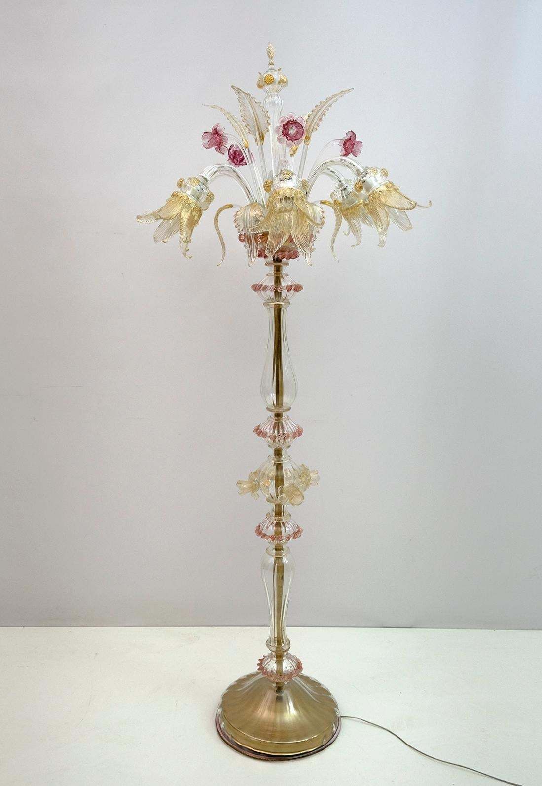 Ca 'Rezzonico Blown Murano Glass 6 Arms Floor Lamp, Italy, 1950s photo furniture