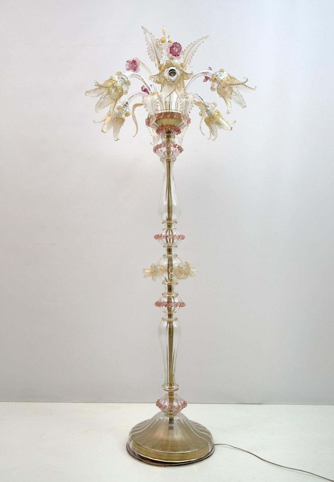 Ca 'Rezzonico Blown Murano Glass 6 Arms Floor Lamp, Italy, 1950s photo vinterior
