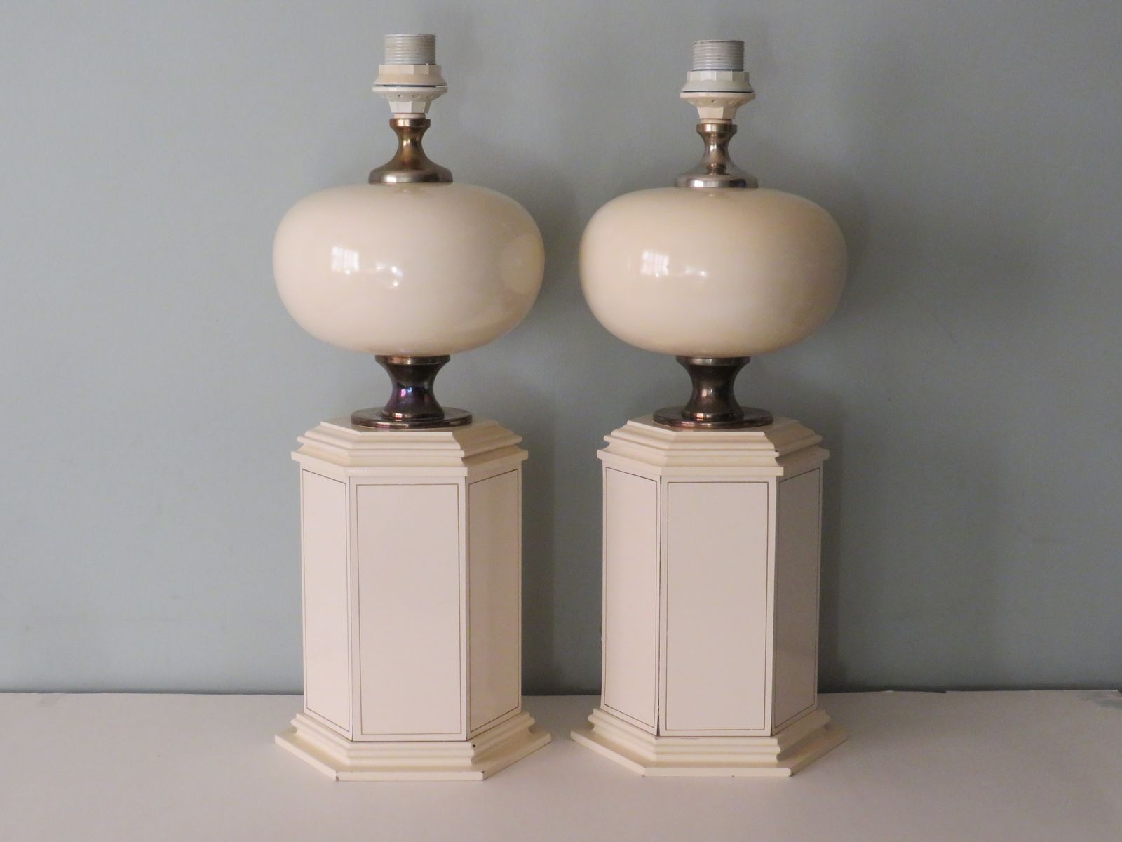 Lighting Set Of 2 Table Lamps By Maison Le Dauphin, France 1960 1970 photo