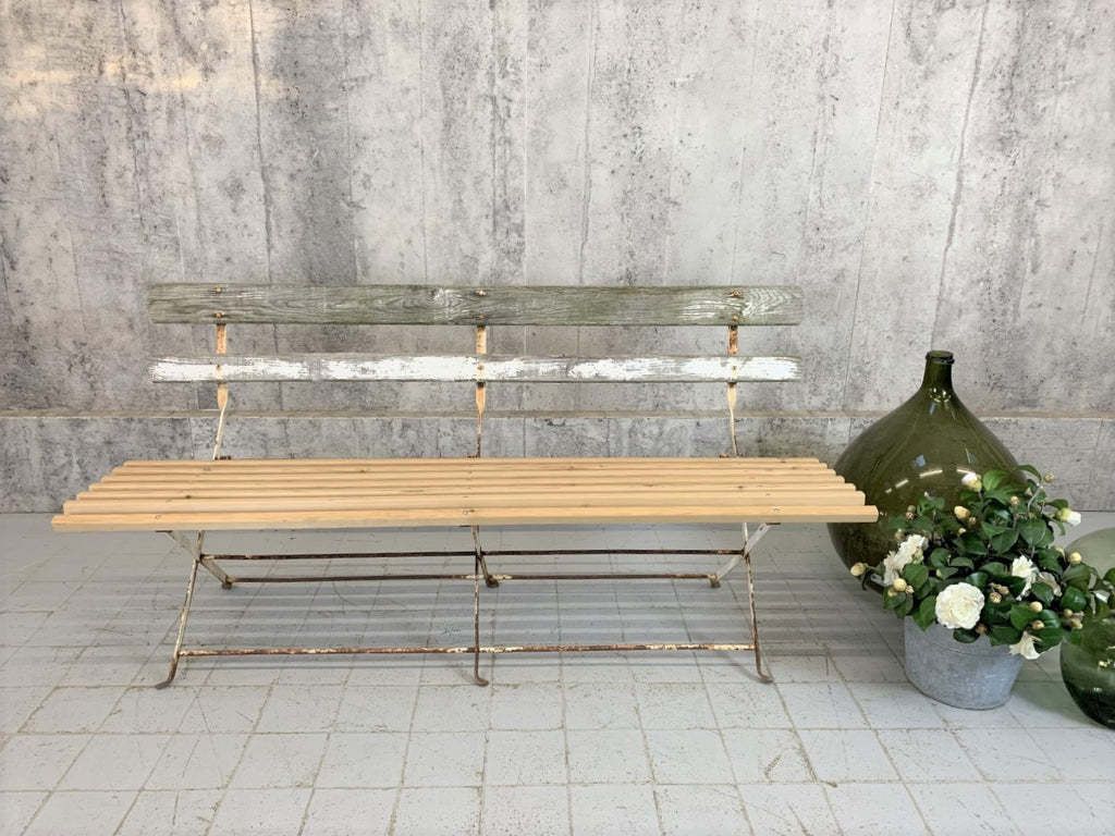 160cm Folding French Garden Bench In Wood And Metal photo furniture