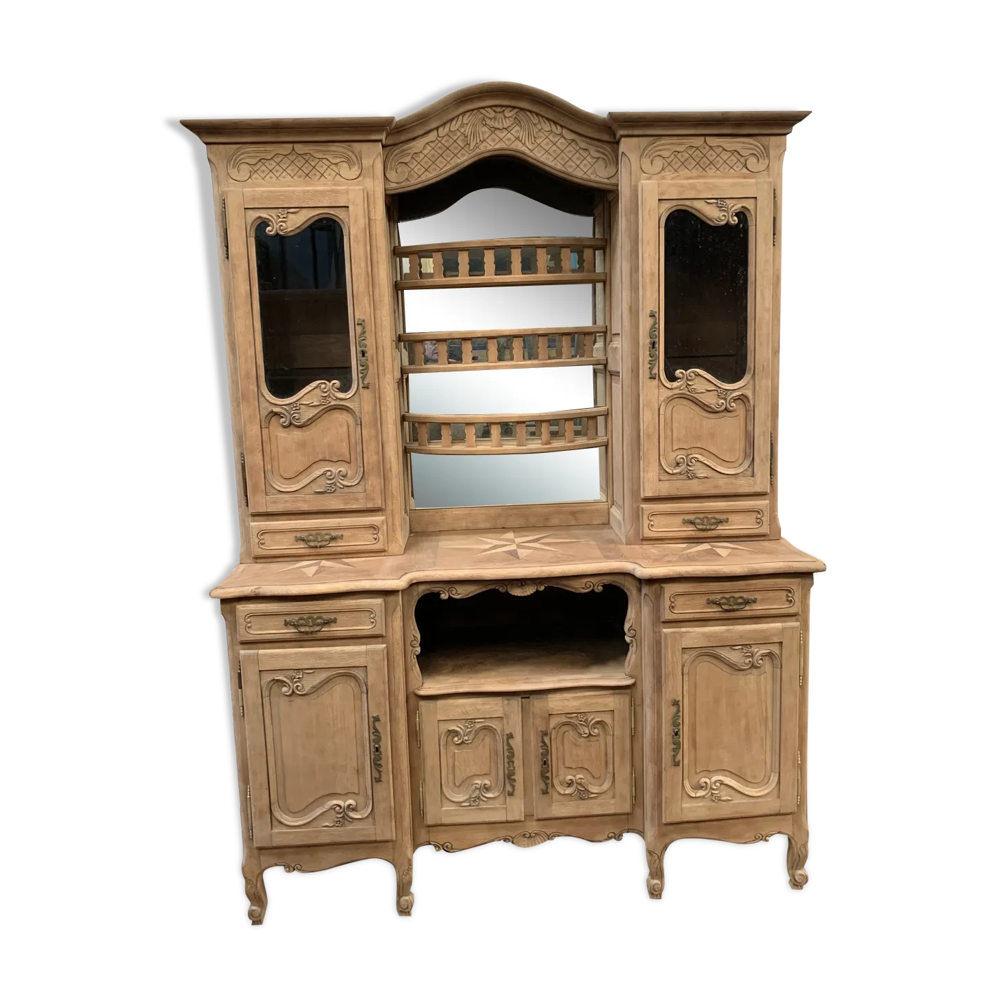 Buffet Two Bodies Louis XV Style In Solid Oak XX Century