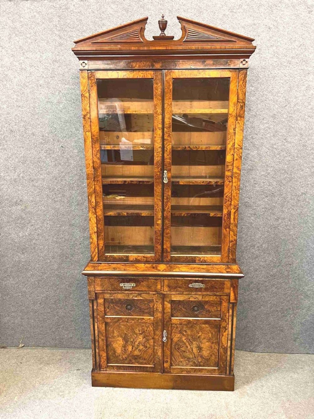 Good Quality Victorian Burr Walnut Bookcase photo vintage