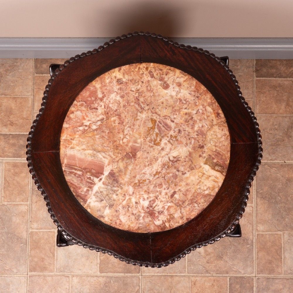 photo vinterior Carved Oriental Marble Topped Occasional Table