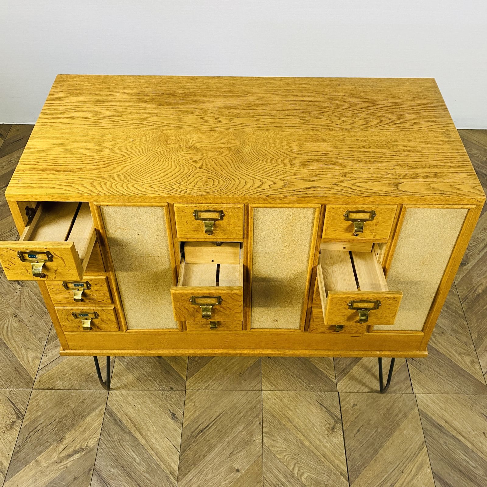Mid Century Oak 24 Drawer Index Card Filing Cabinet, Double Sided photo buy
