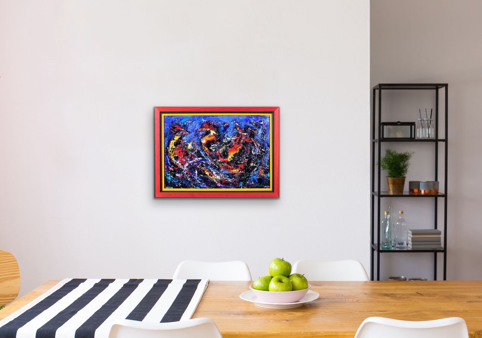 Art David Wilde 1913 To 1974. English. Cock Fight. Acrylics. Framed. Two Fighting Birds. A Riot Of Aggression, Masculinity & Feathers. Mid Century Modern photo