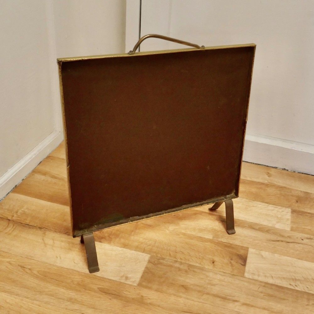 Stylish Art Deco Beaten Brass Fire Screen photo Home Fixtures