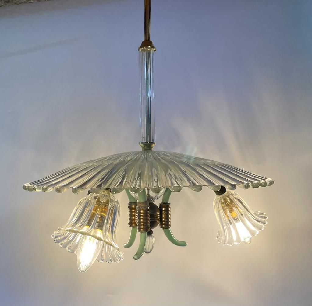 Barovier & Toso Mint Green And Murano Glass Pendant C.1950 photo vinterior