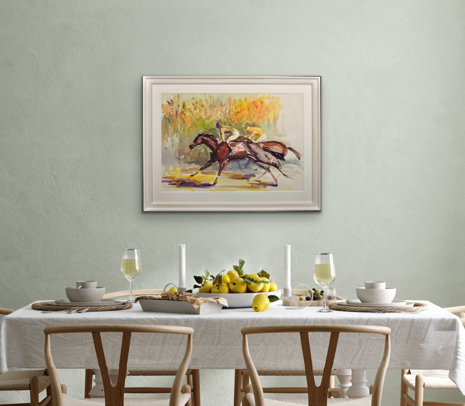 John Rattenbury Skeaping 1901 To 1990. English. On The Gallops, 1976. Framed Gouache & Watercolour. Equine. Jockeys. Horse Racing Painting. photo buy