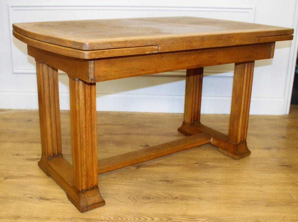 Oak Draw Leaf Dining Table Vintage Rustic Industrial Desk Office Retro Wooden Old Wooden Side Antique