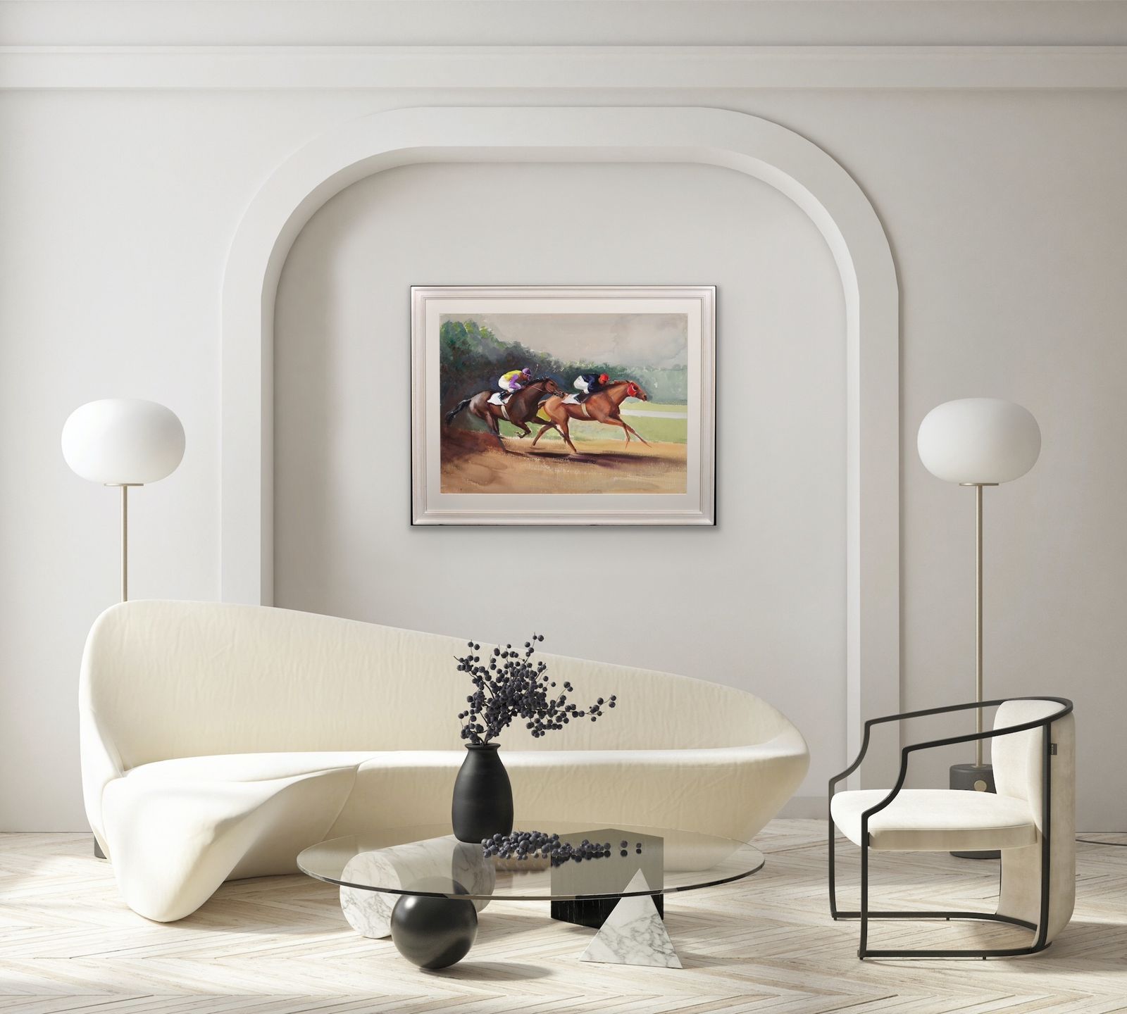 John Rattenbury Skeaping 1901 To 1990.  English. A Tight Finish, 1970. Framed Mid 20th Century Horse Racing Painting By An Acclaimed Equine Artist. photo vinterior