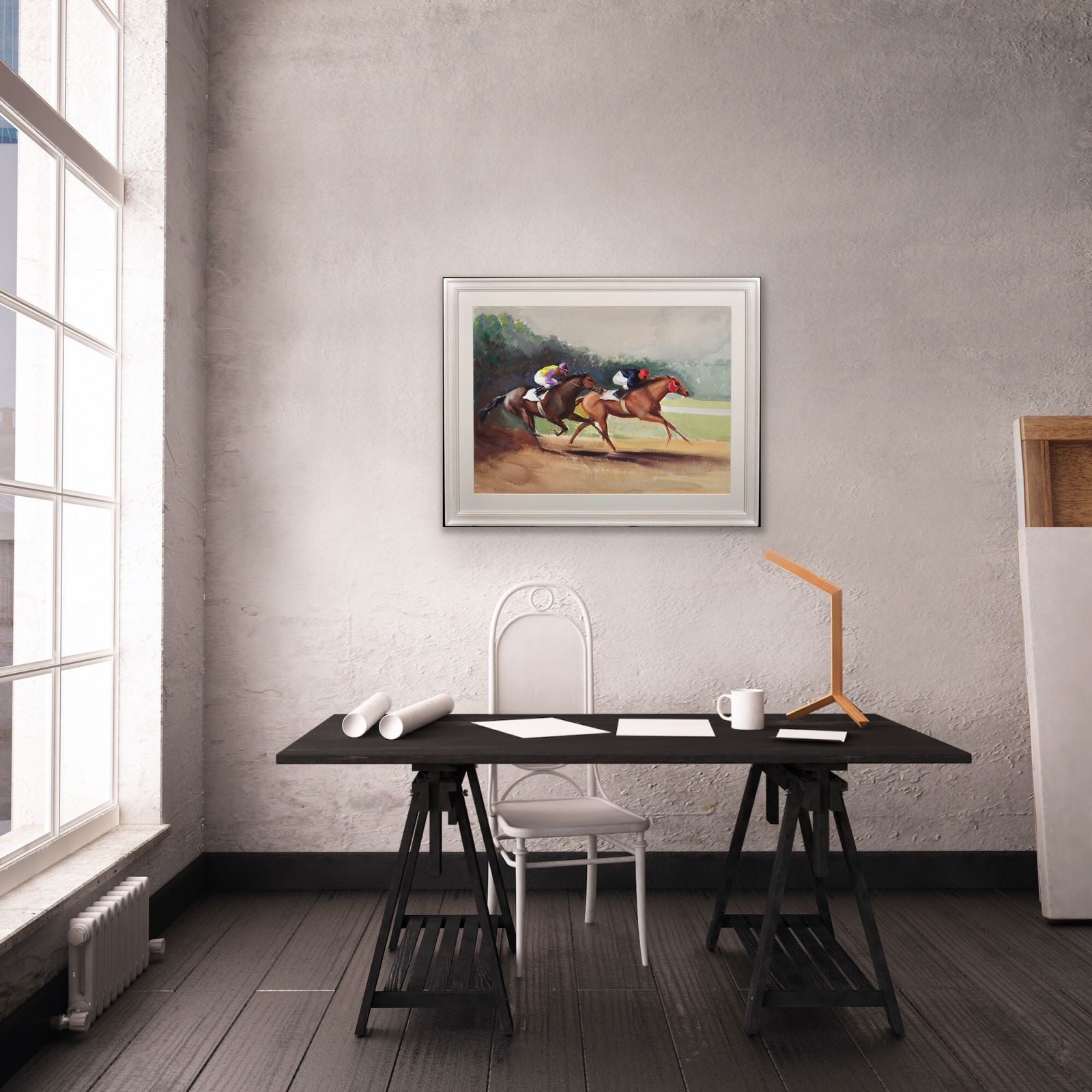 Art John Rattenbury Skeaping 1901 To 1990.  English. A Tight Finish, 1970. Framed Mid 20th Century Horse Racing Painting By An Acclaimed Equine Artist. photo