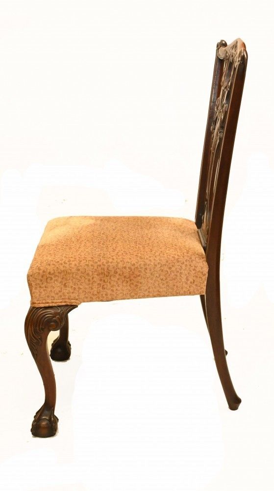 Set Gothic Chippendale Dining Chairs Mahogany Antique 1890 photo Furniture