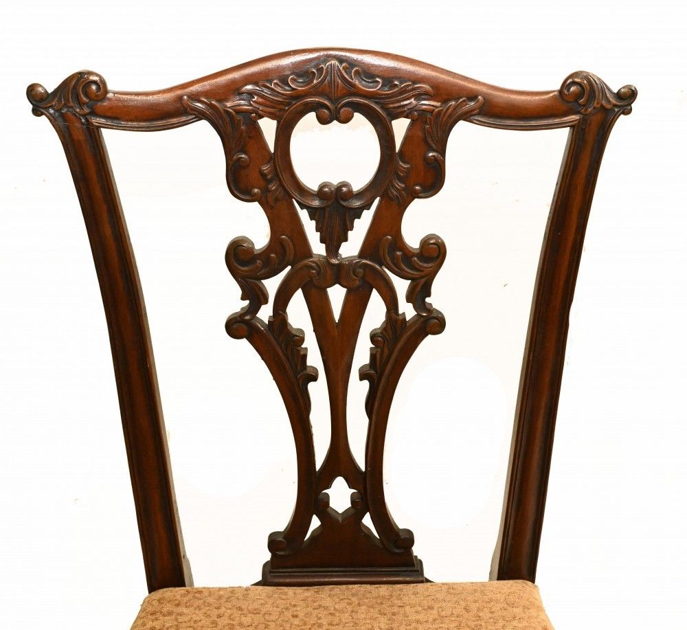 Set Gothic Chippendale Dining Chairs Mahogany Antique 1890 photo 3250.0
