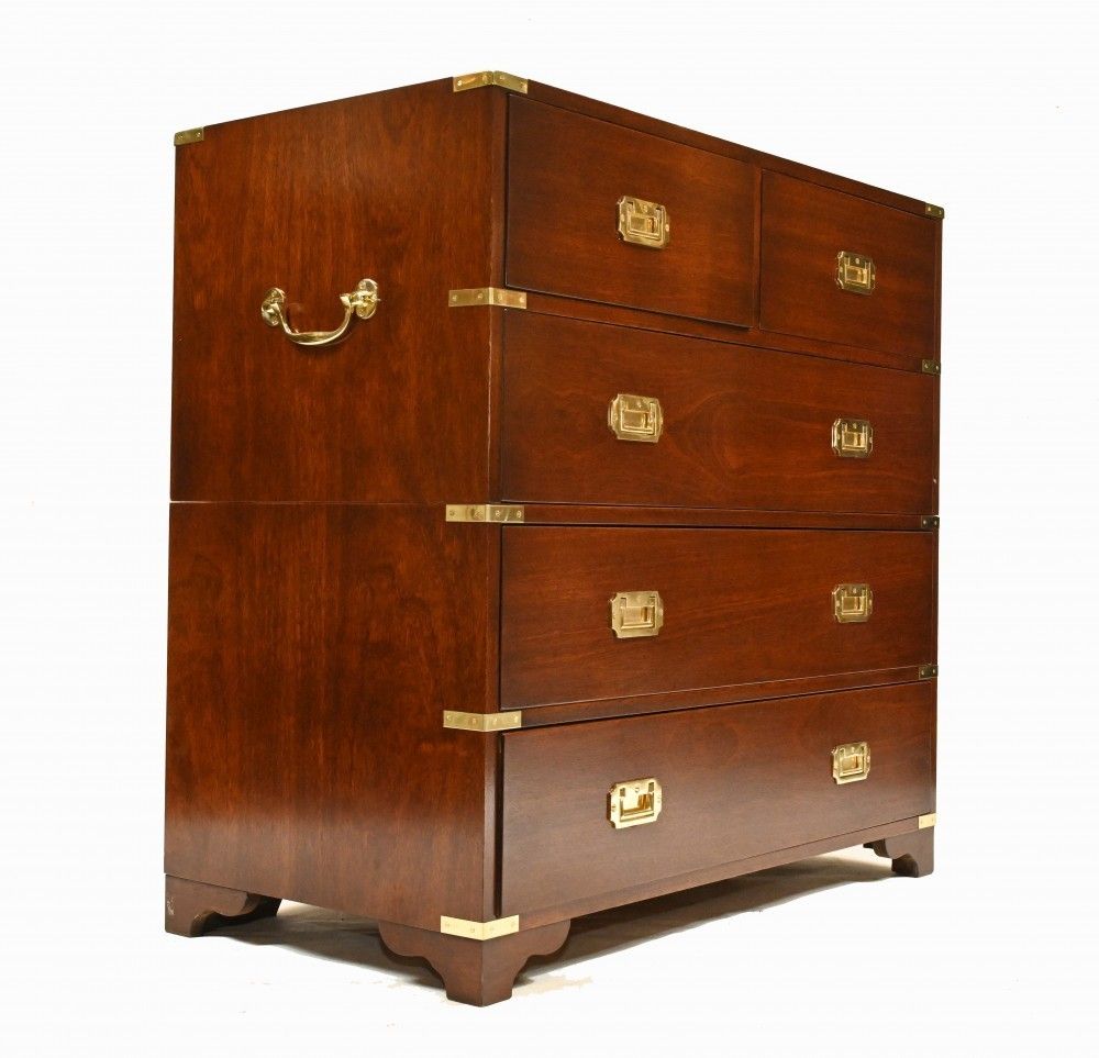 Mahogany Campaign Chest Of Drawers Colonial Furniture photo vintage