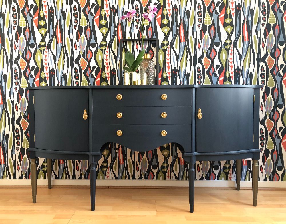 photo for sale Painted Dark Grey Vintage Wooden Sideboard By Strongbow