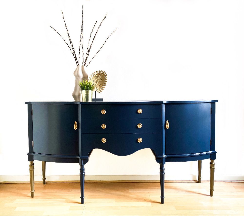Furniture Painted Dark Grey Vintage Wooden Sideboard By Strongbow photo