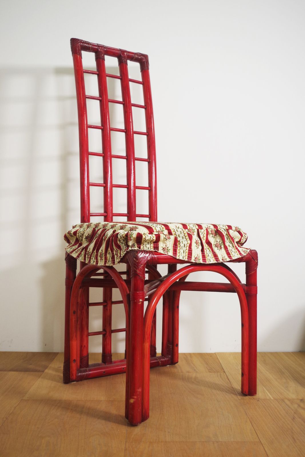 photo buy Red Bamboo Table And Chairs Set By Arturo Pozzoli, 80s