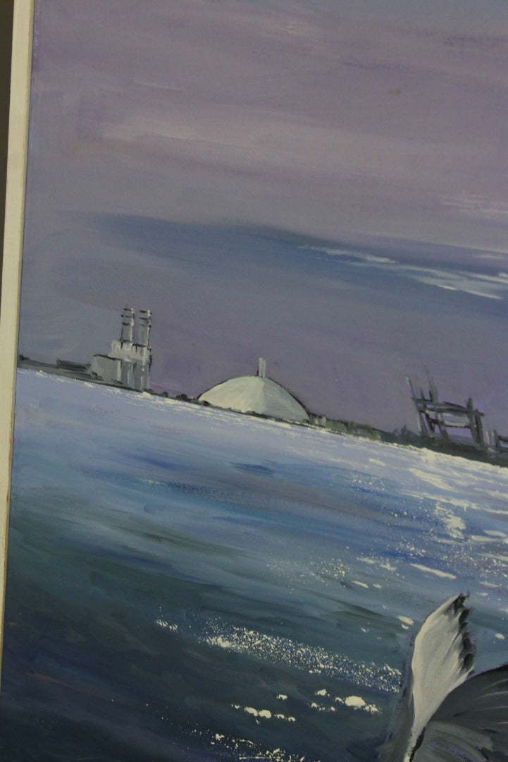 photo for sale Large Seascape Oil Painting, Mid 20th Century