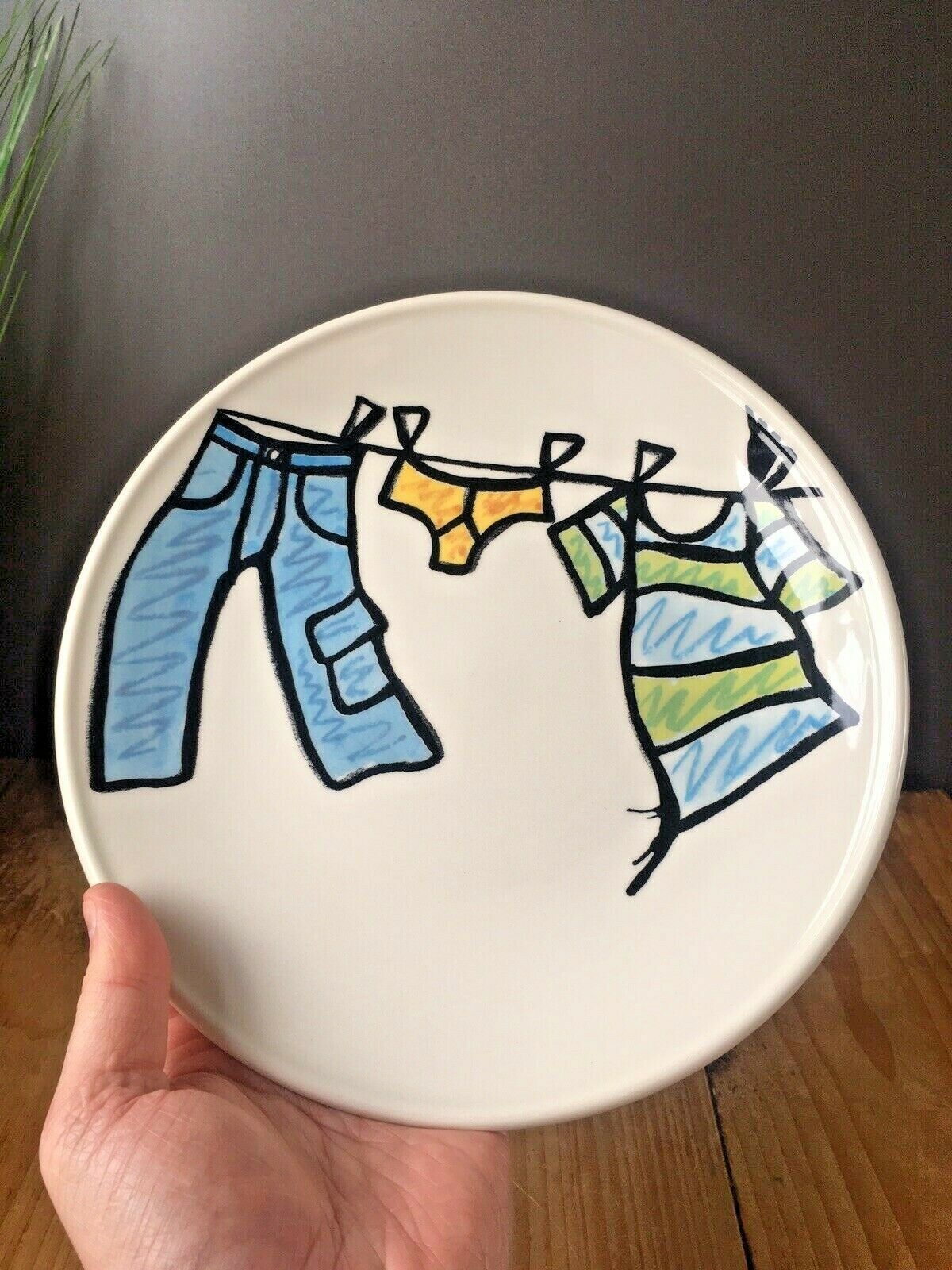 Rare Royal Stafford Street Life By Petra Tilly Washing Line Laundry Dinner Plate photo for sale