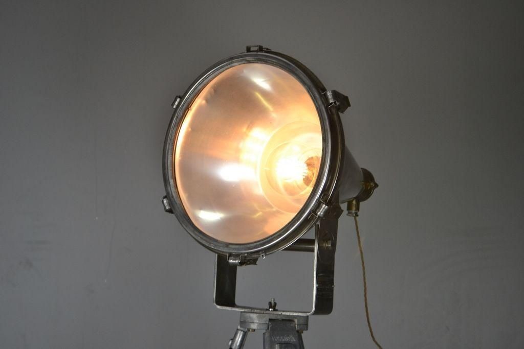Aluminium Mercury Ships Flood Lamp On Tripod Stand photo for sale