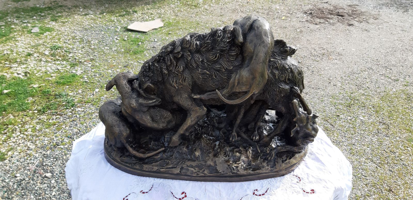 19th Century Bronze, Boar And 6 Dogs, photo for sale