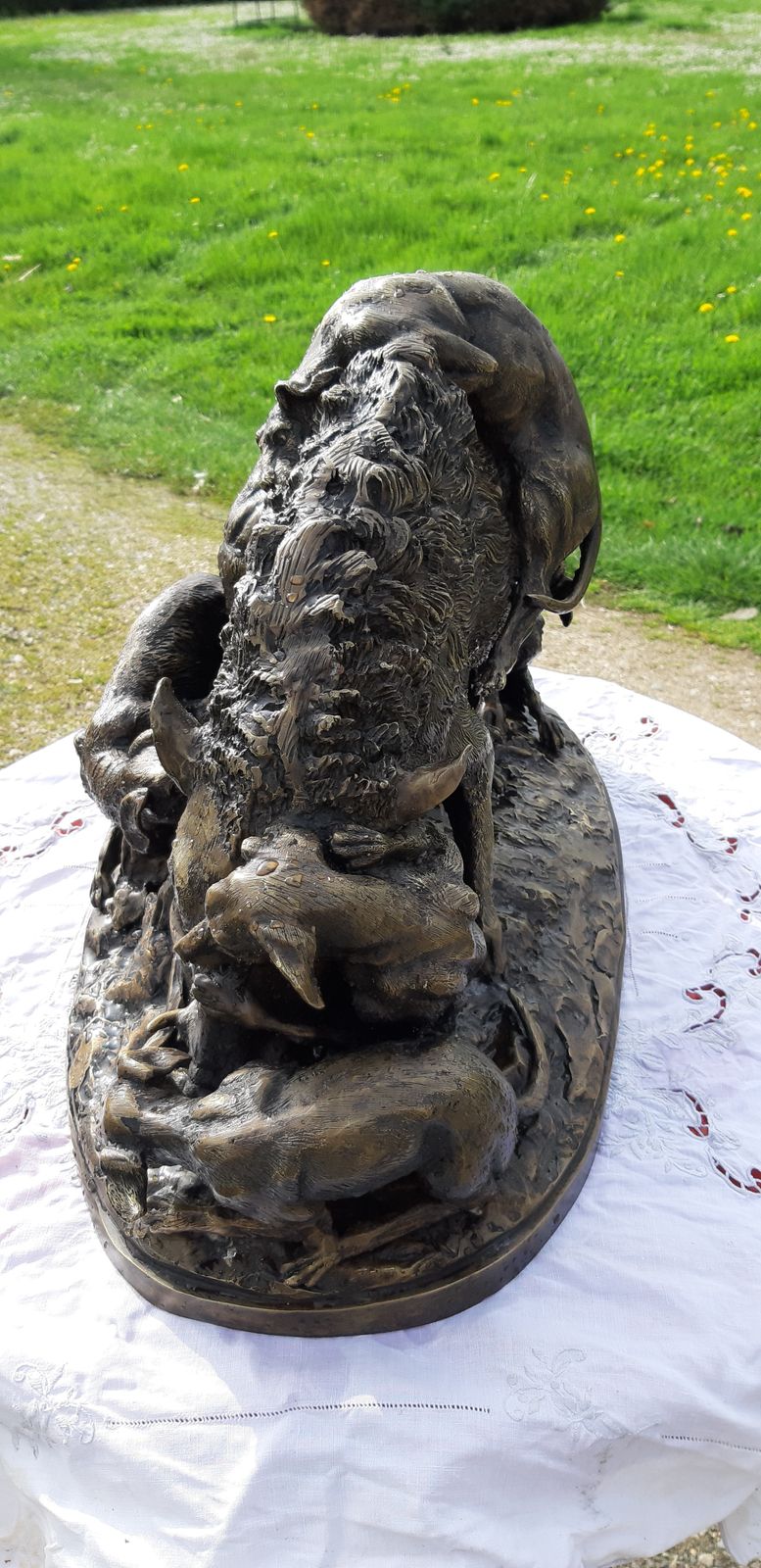 19th Century Bronze, Boar And 6 Dogs, photo 3782.0