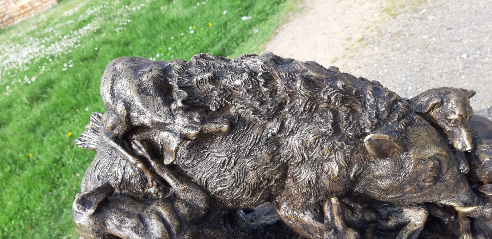 19th Century Bronze, Boar And 6 Dogs, photo vintage