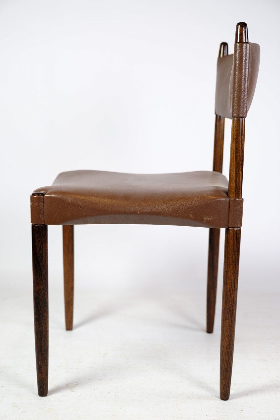 A Set Of 6 Chairs Of Danish Design Made In Solid Rosewood With Brown Leather From 1960s. photo 3295.0
