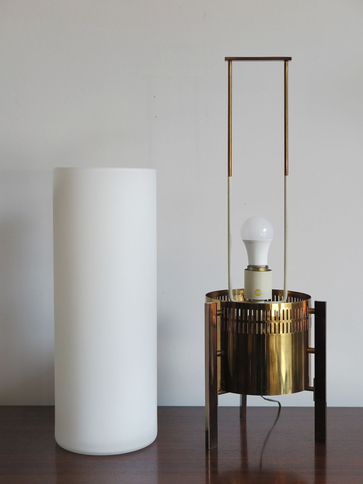 Italian Stilnovo Brass Glass Table Lamp, 1950s photo 4900.0