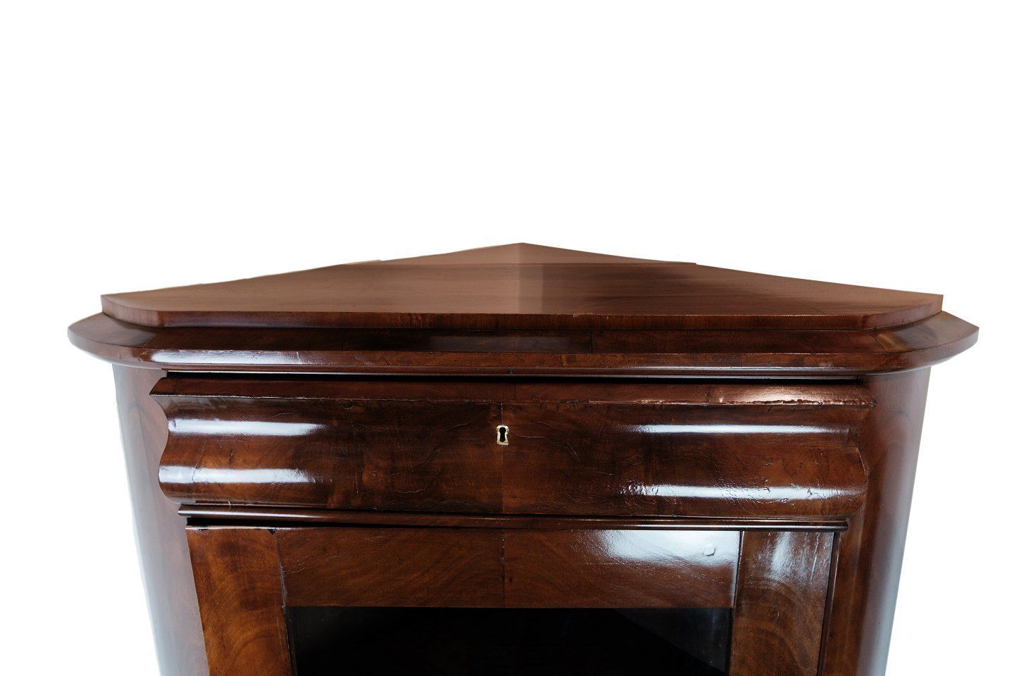Antique Late Empire Corner Cabinet With Shelves In Mahogany From 1840s photo for sale