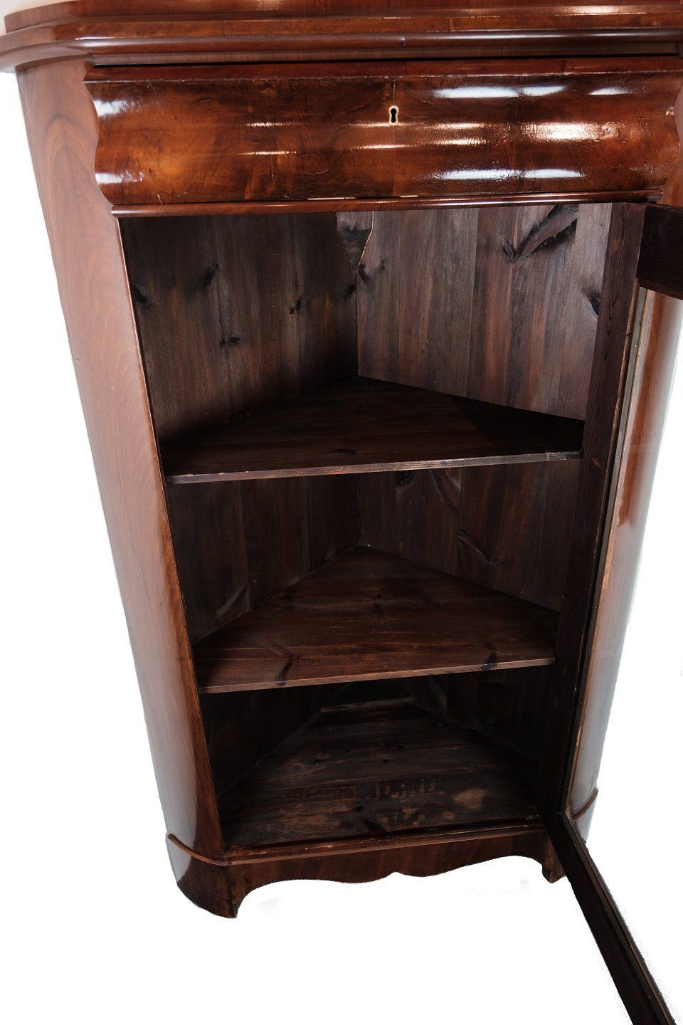 Antique Late Empire Corner Cabinet With Shelves In Mahogany From 1840s photo 1440.0