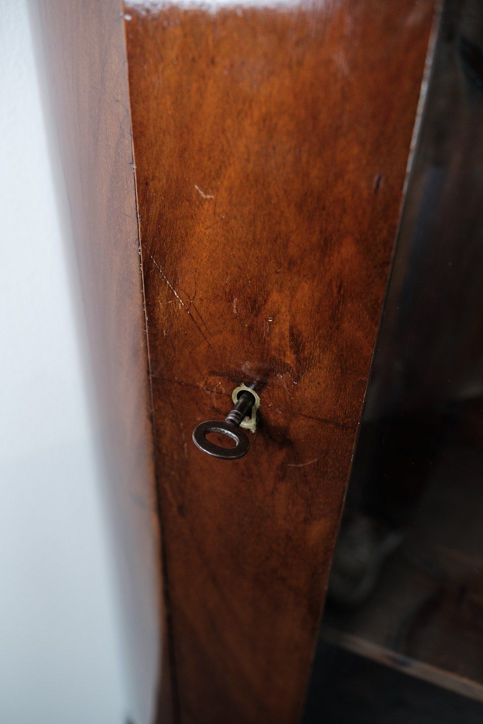 photo for sale Antique Late Empire Corner Cabinet With Shelves In Mahogany From 1840s