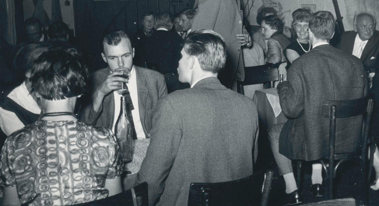 Artists At Monmatre Having Dinner In Restaurant, Paris, France 1950s 1955 photo furniture