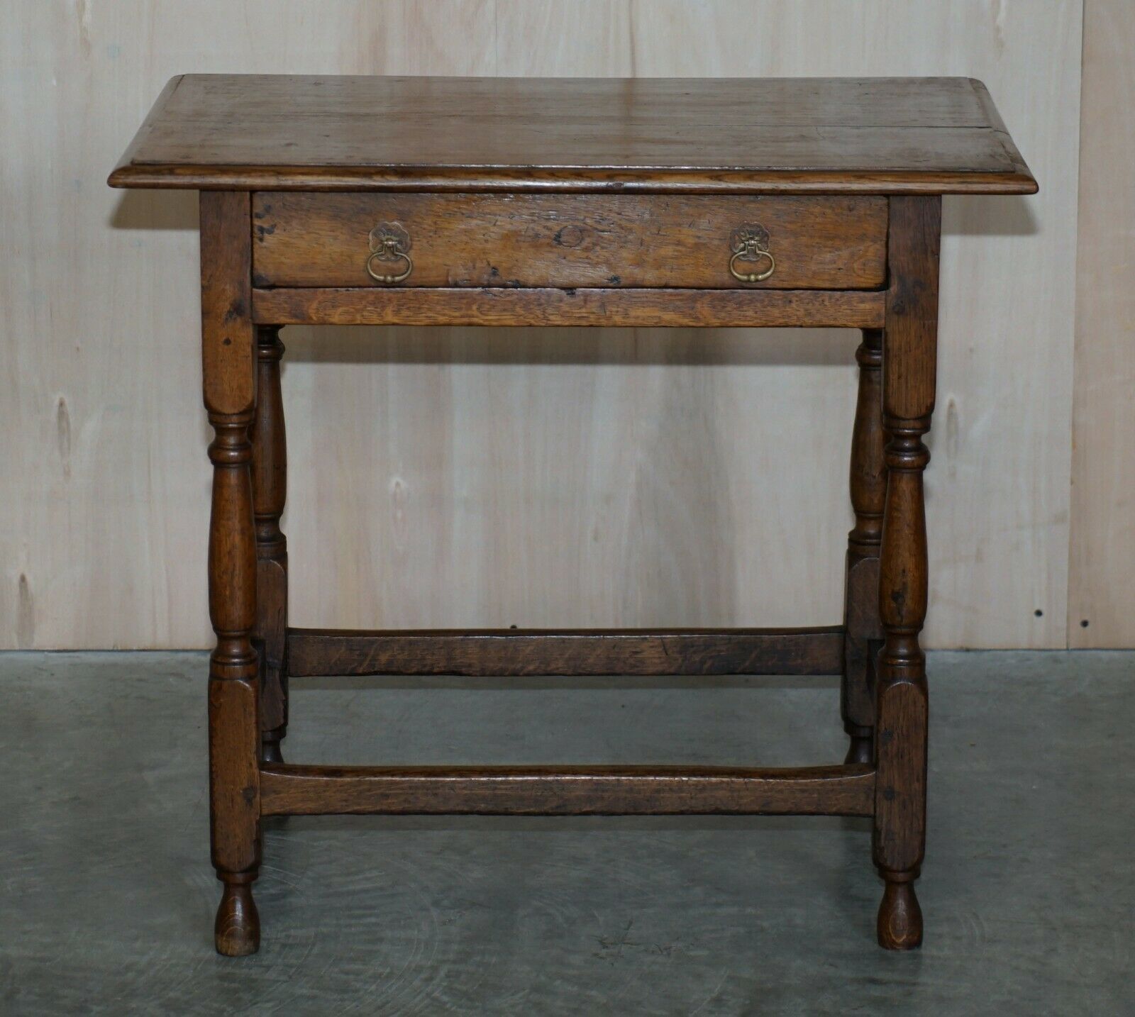 Antique Circa 1700 English Oak Jointed Lowboy Side Table With Single Drawer photo furniture
