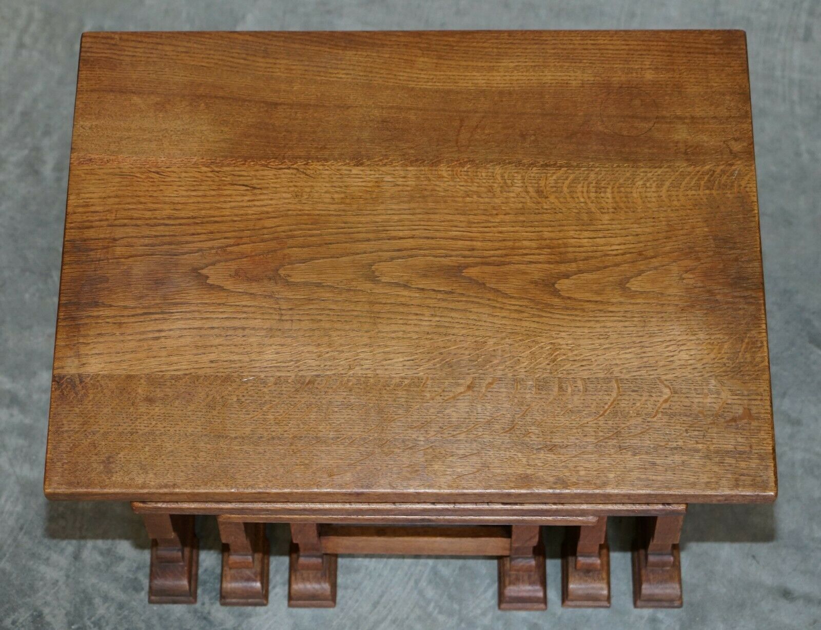 Solid English Oak Nest Of Three Large Side End Lamp Wine Occasional Tables photo 950.0