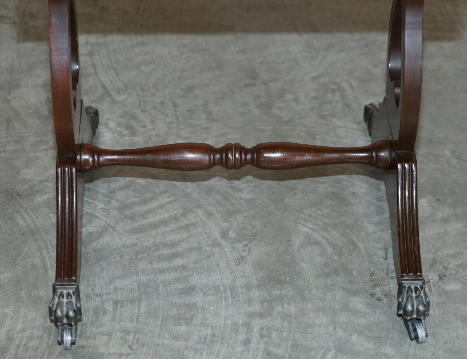 Vintage Brown Leather Gold Leaf Side End Table Extending Top Great Games Table photo vinterior