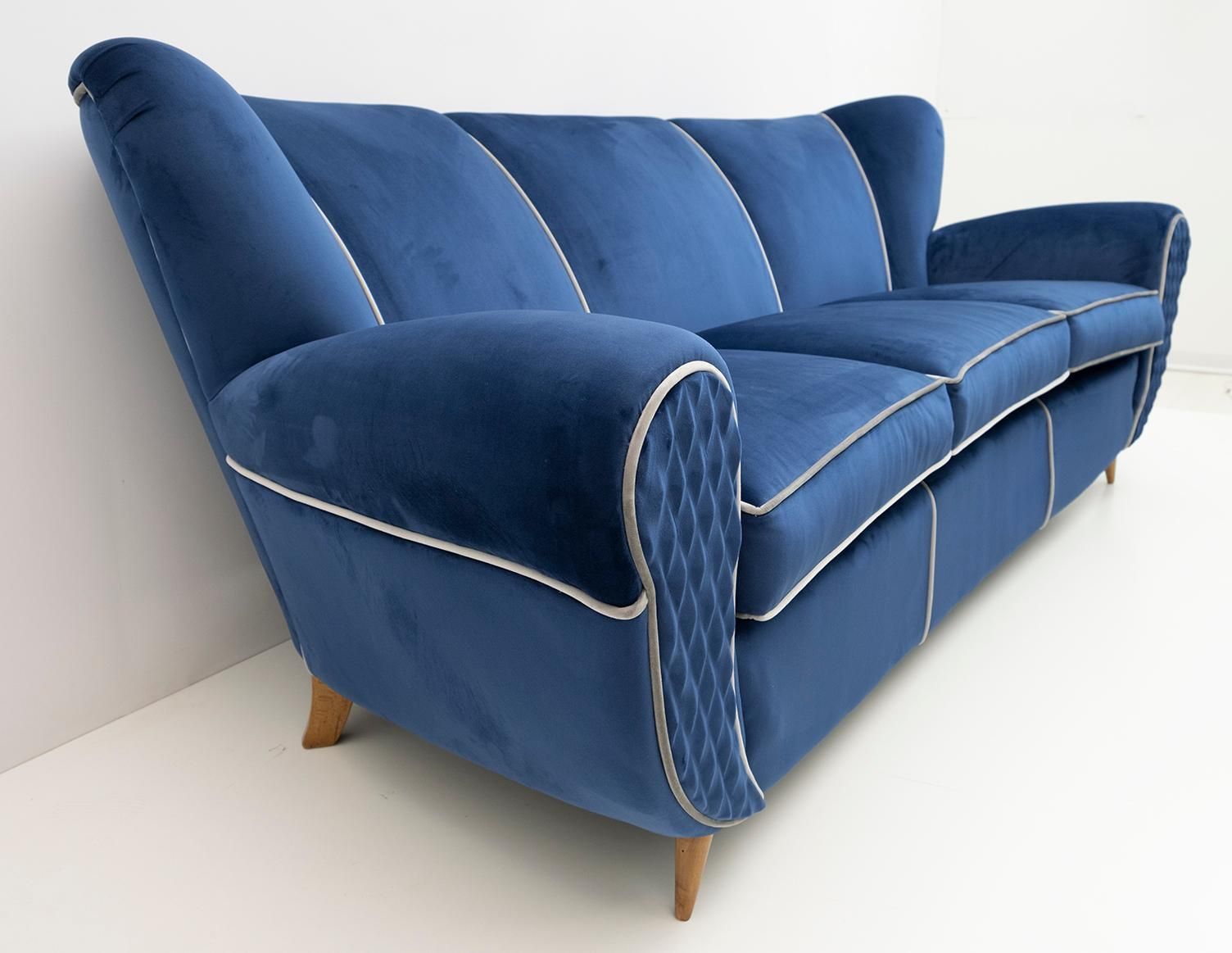 Guglielmo Ulrich Art Deco Italian Velvet Sofa, 1940s photo 8715.0