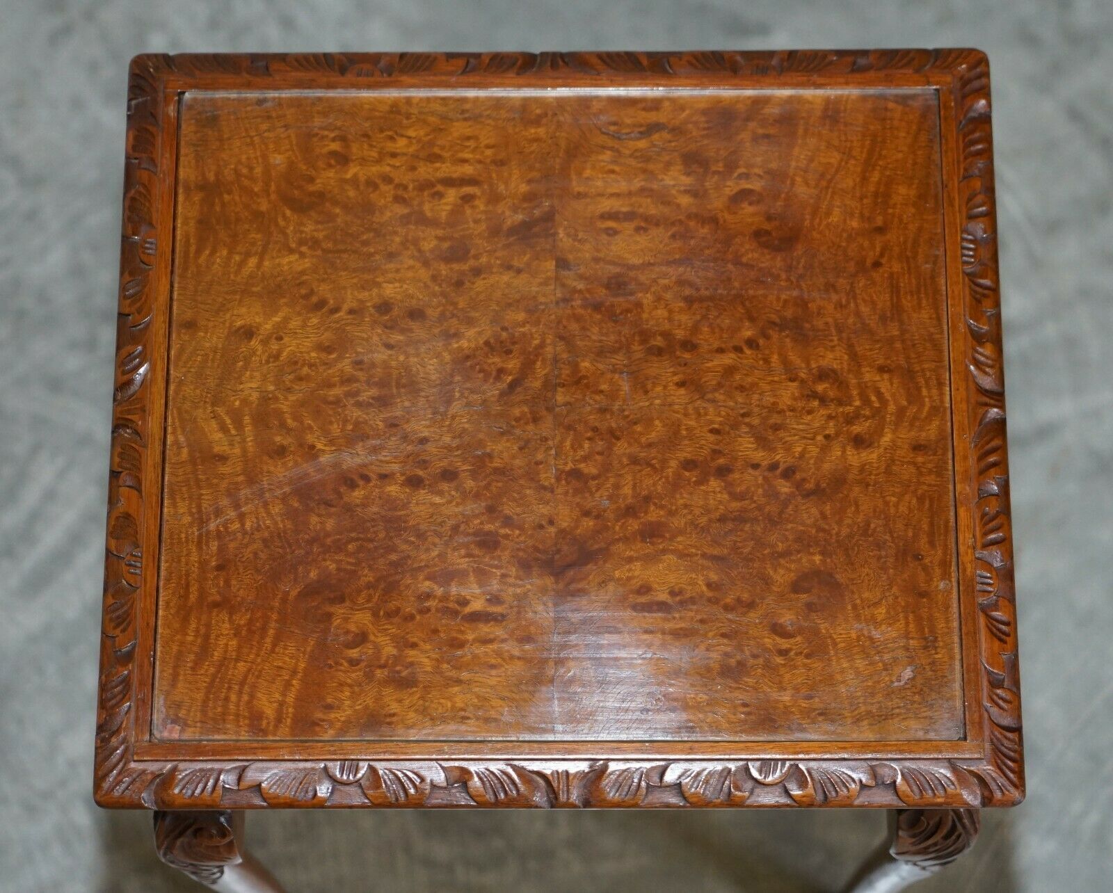 photo furniture Lovely Vintage Burr Walnut Regency Style Nest Of Three Side End Lamp Tables