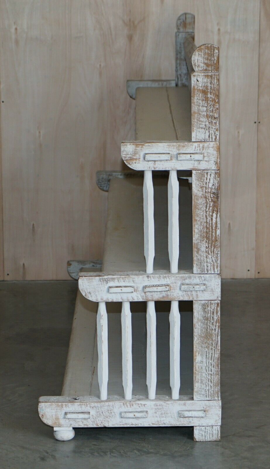 Furniture Antique Large Solid Oak Hand Painted Waterfall Bookcase Bookshelf Plant Display photo